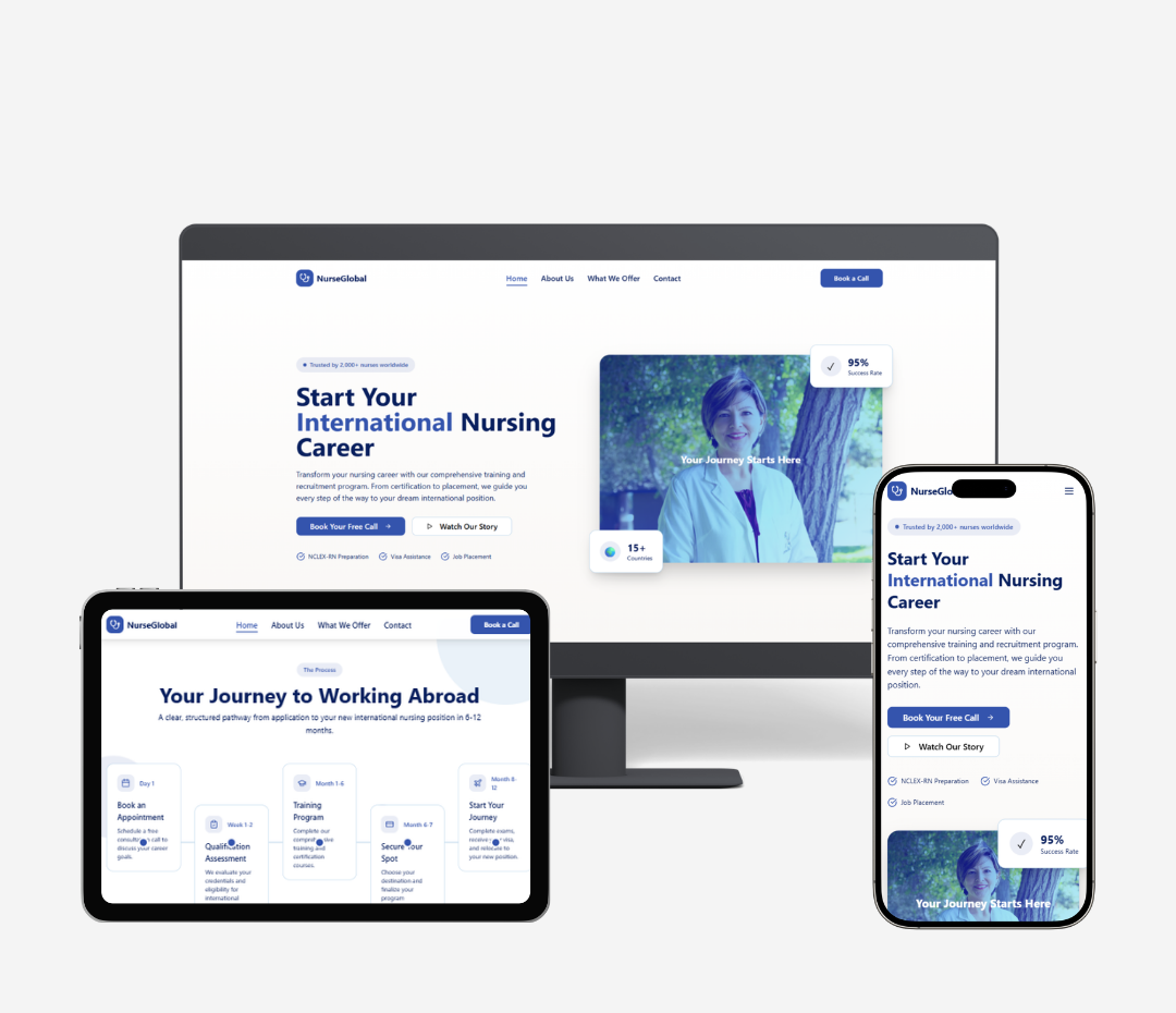 Landing page NurseGlobal